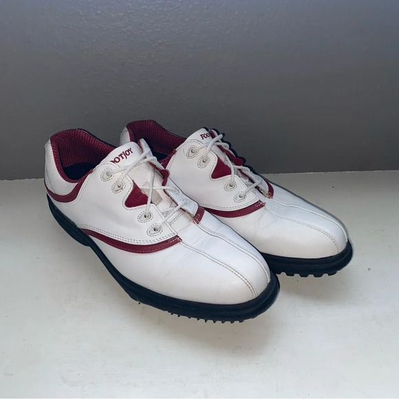 Footjoy Golf Shoes Cleats 9M White Red Style 98322 Lace Up Excellent Condition main image 6